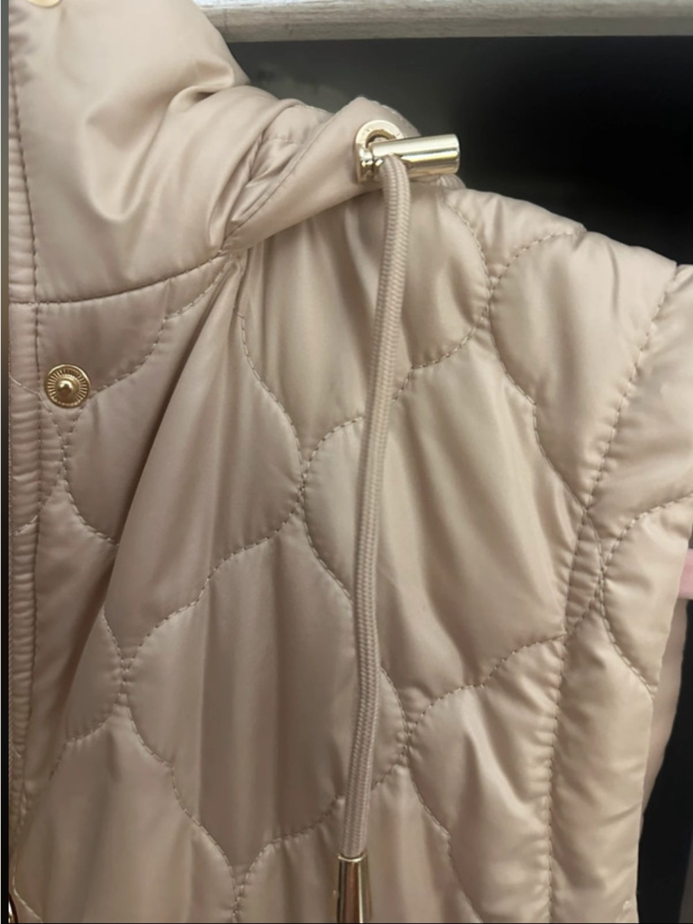 kate spade Quilted Satin Vest in Taupe with Gold Hardware - Picture 3 of 7
